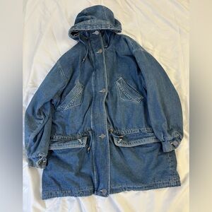Vintage Mulberry Street Denim Coat Trench Jean Jacket Retro 80’s Oversized